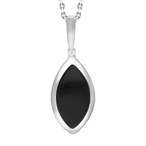 Sterling Silver Whitby Jet Curved Marquise Necklace