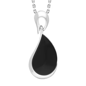 Sterling Silver Whitby Jet Curved Pear Necklace