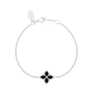 Sterling Silver Whitby Jet Eden Marquise Flower Bracelet