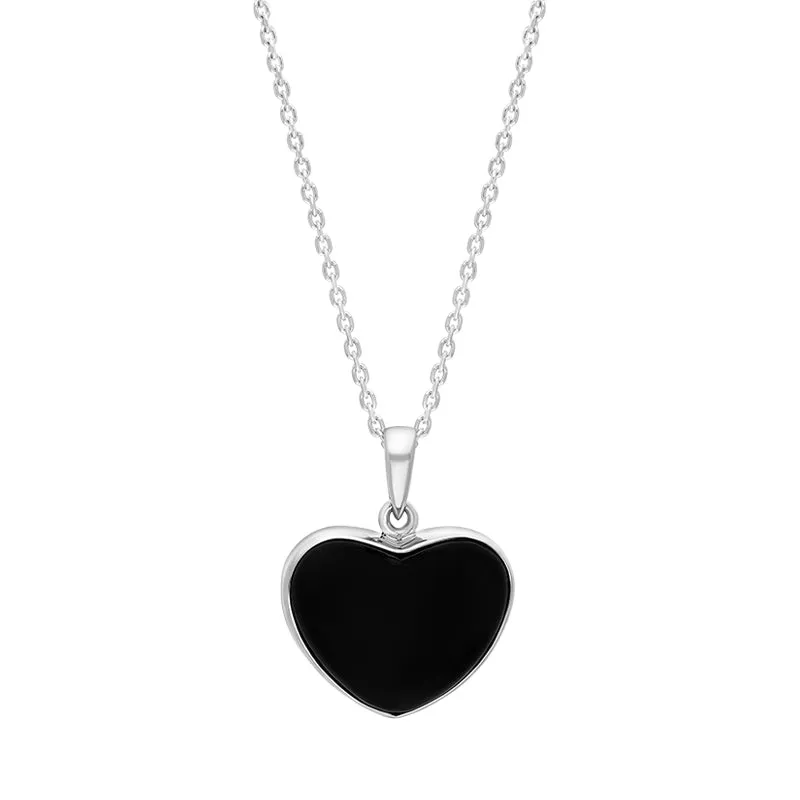 Sterling Silver Whitby Jet Heart Necklace