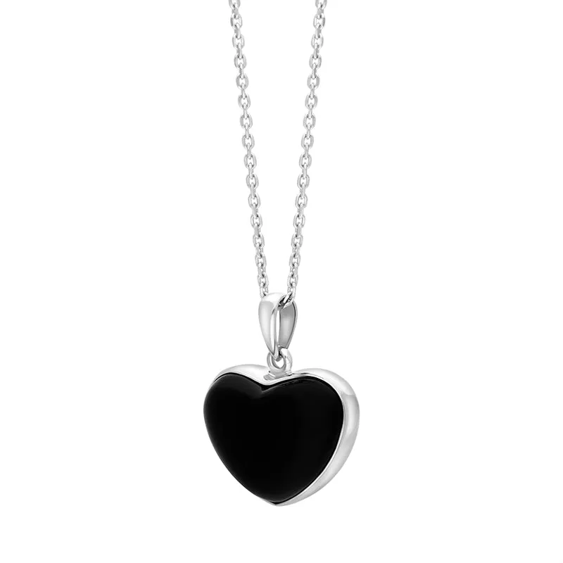 Sterling Silver Whitby Jet Heart Necklace