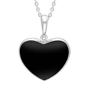 Sterling Silver Whitby Jet Heart Necklace