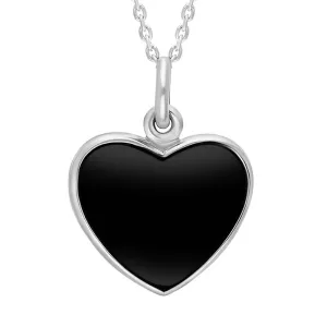 Sterling Silver Whitby Jet Heart Necklace