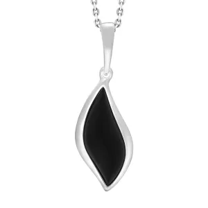 Sterling Silver Whitby Jet Leaf Shape Necklace