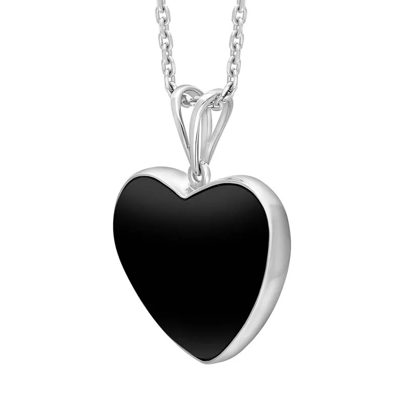 Sterling Silver Whitby Jet Split Bale Heart Necklace