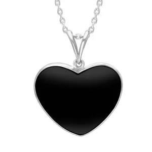 Sterling Silver Whitby Jet Split Bale Heart Necklace