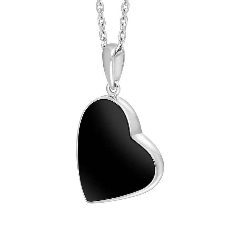 Sterling Silver Whitby Jet Tilted Heart Necklace