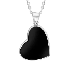 Sterling Silver Whitby Jet Tilted Heart Necklace