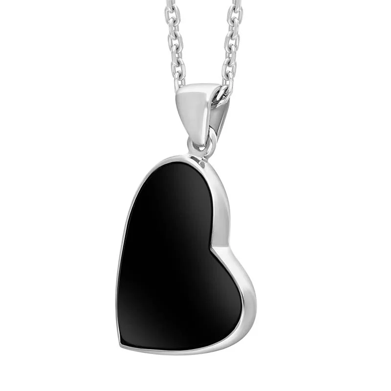 Sterling Silver Whitby Jet Tilted Heart Necklace