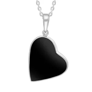 Sterling Silver Whitby Jet Tilted Heart Necklace