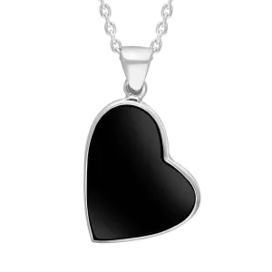 Sterling Silver Whitby Jet Tilted Heart Necklace