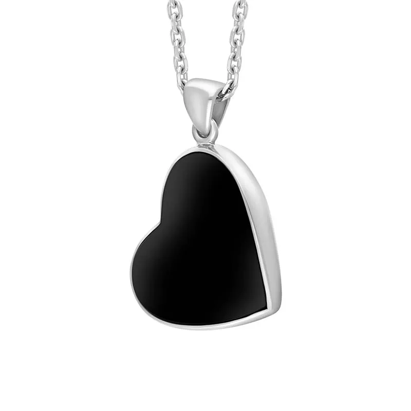 Sterling Silver Whitby Jet Tilted Heart Necklace
