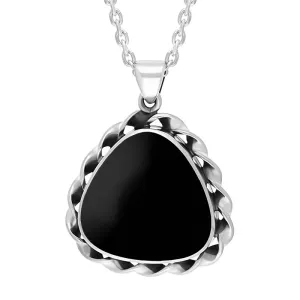 Sterling Silver Whitby Jet Triangle Chunky Twist Frame Necklace D