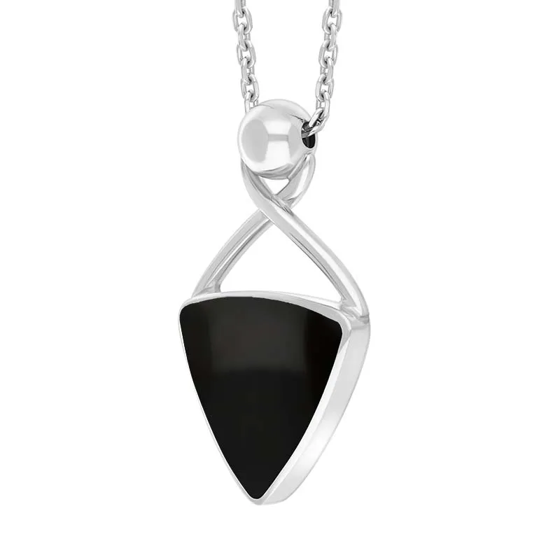 Sterling Silver Whitby Jet Triangle Open Frame Necklace D