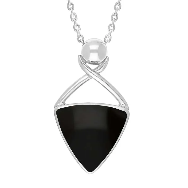 Sterling Silver Whitby Jet Triangle Open Frame Necklace D
