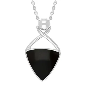 Sterling Silver Whitby Jet Triangle Open Frame Necklace D