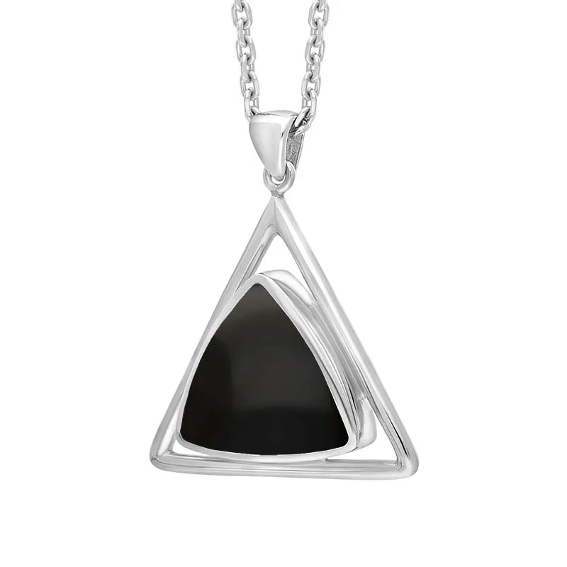 Sterling Silver Whitby Jet Triangle Open Frame Necklace