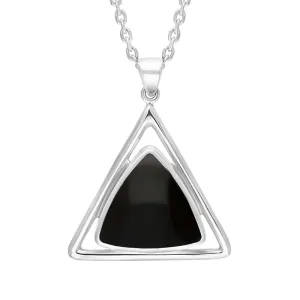 Sterling Silver Whitby Jet Triangle Open Frame Necklace