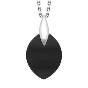 Sterling Silver Whitby Jet Wide Marquise Necklace