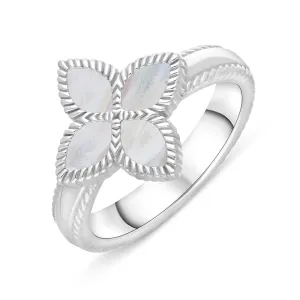 Sterling Silver White Mother of Pearl Eden Marquise Flower Ring