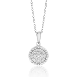 Sterling Silver With Diamond Round Shape Pendant Shiels