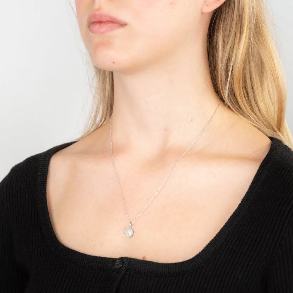 Sterling Silver With Diamond Round Shape Pendant Shiels