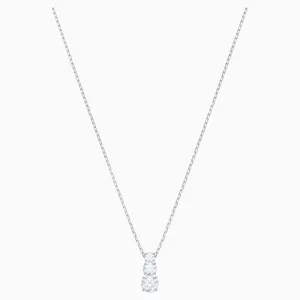 Swarovski Attract Trilogy Round Pendant White, Rhodium Plated