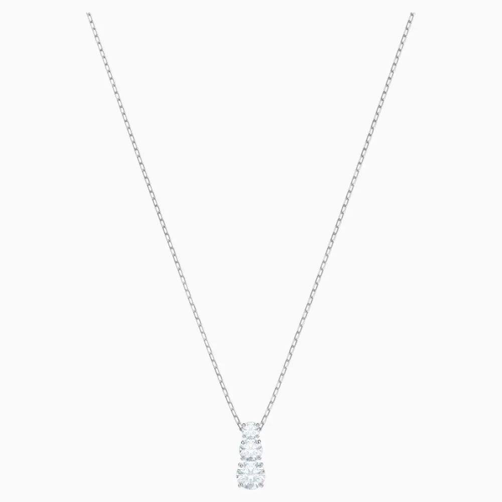 Swarovski Attract Trilogy Round Pendant White, Rhodium Plated