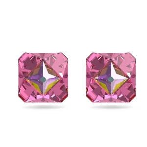 Swarovski Chroma Stud Earrings Pyramid cut crystals Pink Gold-tone plated