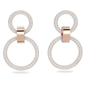 Swarovski Hollow Hoop Earrings White Rose-gold tone plated
