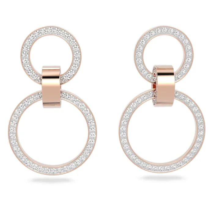 Swarovski Hollow Hoop Earrings White Rose-gold tone plated