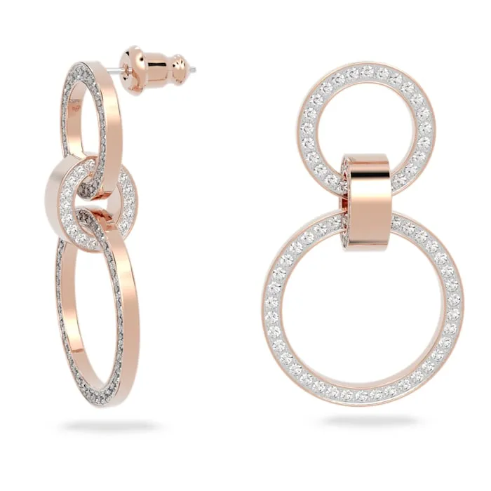 Swarovski Hollow Hoop Earrings White Rose-gold tone plated