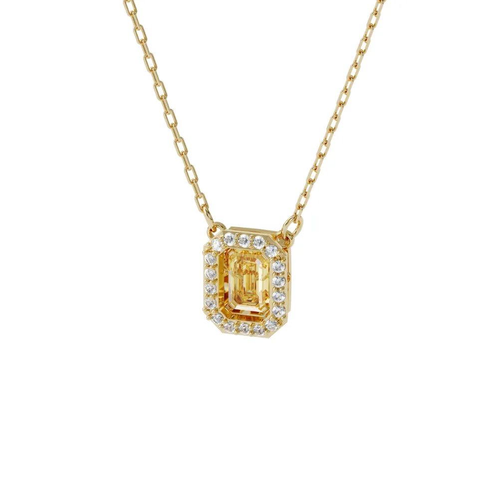 Swarovski Millenia Necklace Square Swarovski Zirconia, Yellow, Gold-Tone Plated