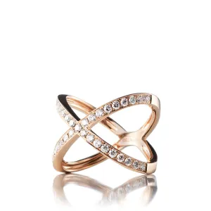 Symmetry Small 18K Gold, Rosegold or Whitegold Ring w. Diamonds