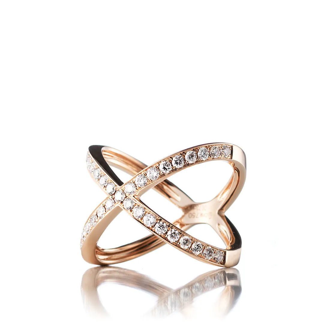 Symmetry Small 18K Gold, Rosegold or Whitegold Ring w. Diamonds