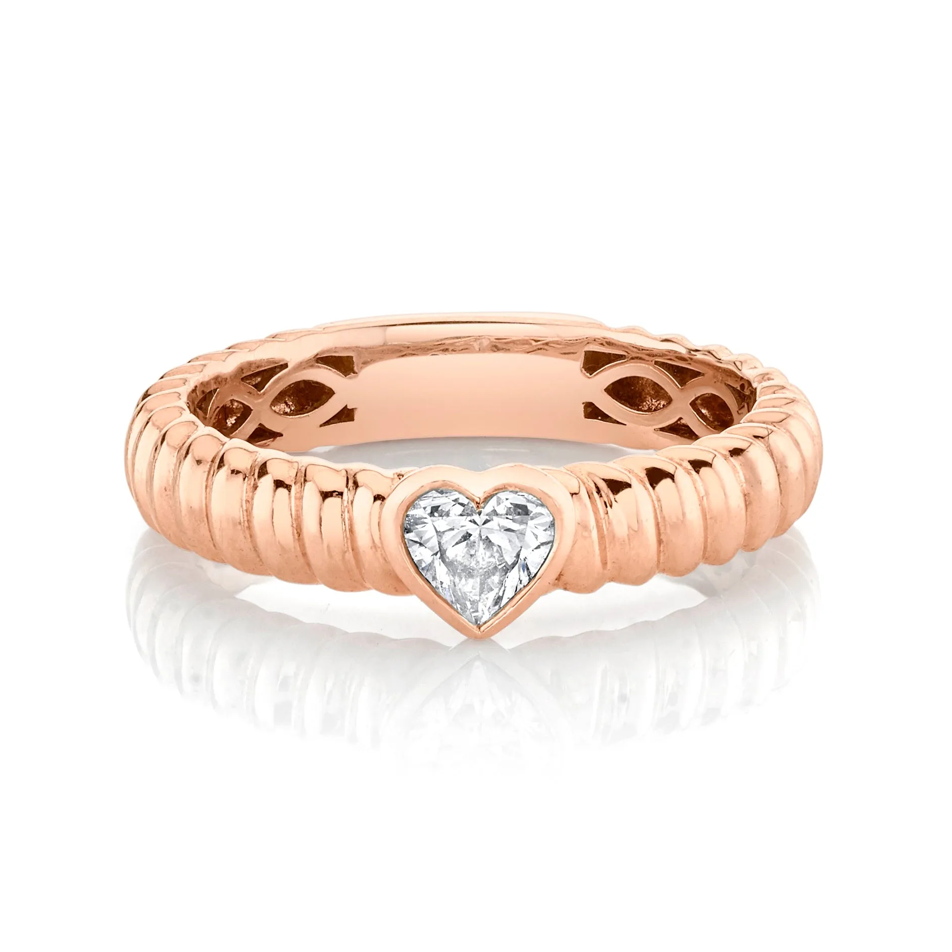 THIN ZOE RING WITH DIAMOND HEART CENTER Anita Ko