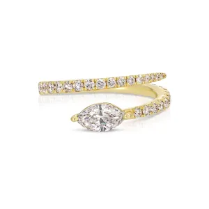 TWO ROW DIAMOND COIL RING WITH MARQUISE DIAMOND Anita Ko