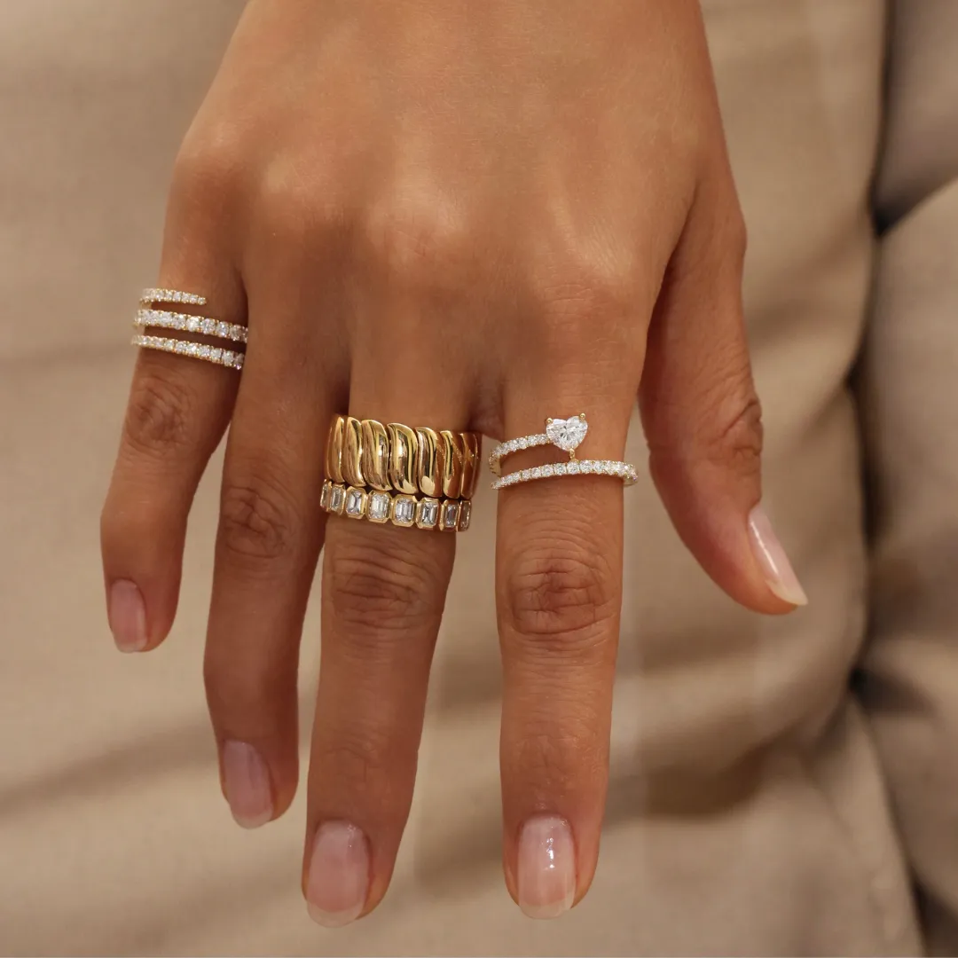 TWO ROW PAVE COIL RING WITH HEART DIAMOND POINT Anita Ko