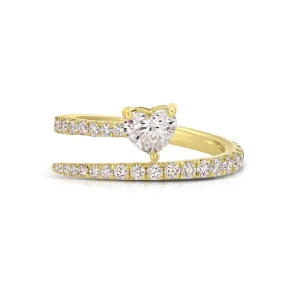 TWO ROW PAVE COIL RING WITH HEART DIAMOND POINT Anita Ko