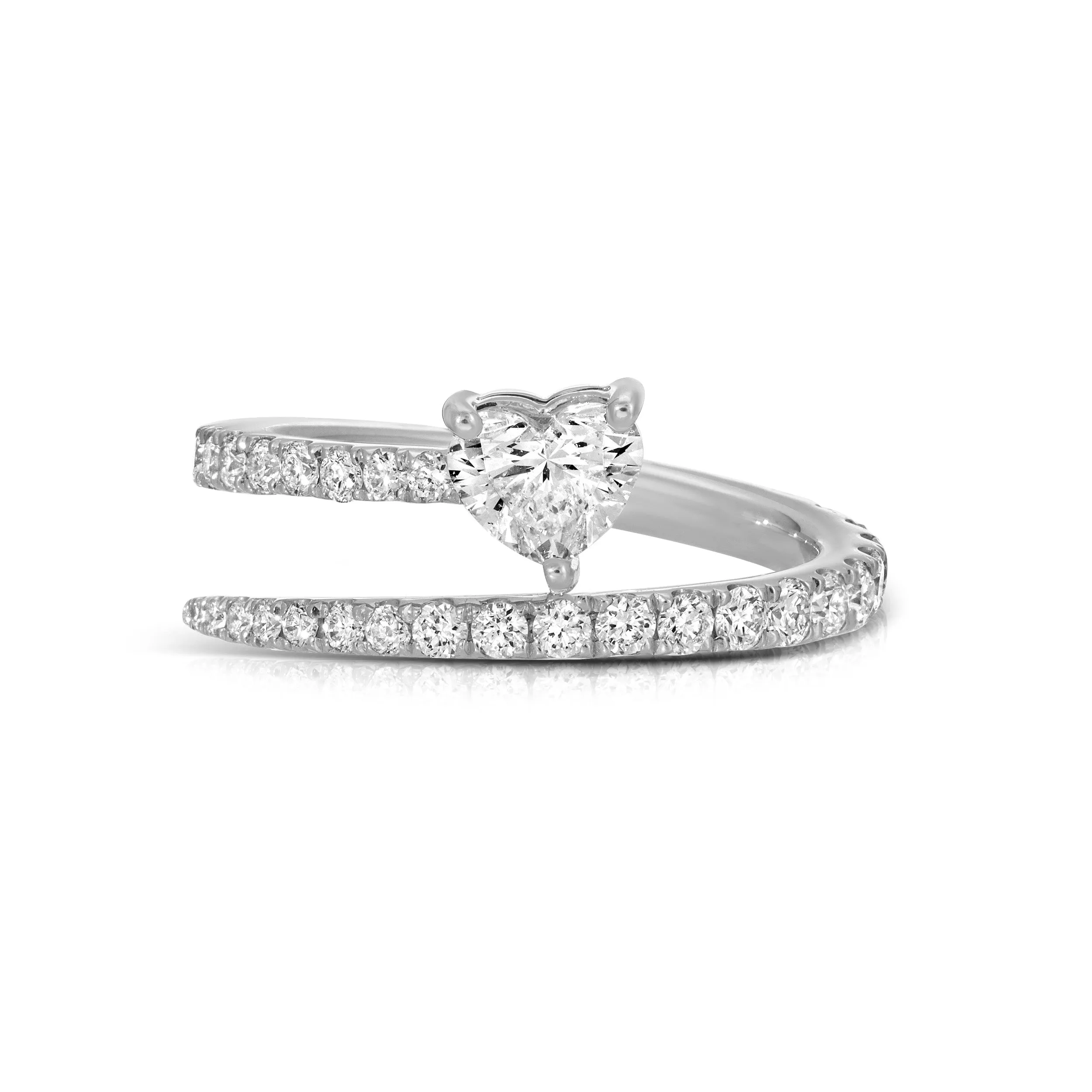 TWO ROW PAVE COIL RING WITH HEART DIAMOND POINT Anita Ko