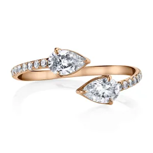 TWO STONE DIAMOND CLAW RING WITH PAVE BAND Anita Ko