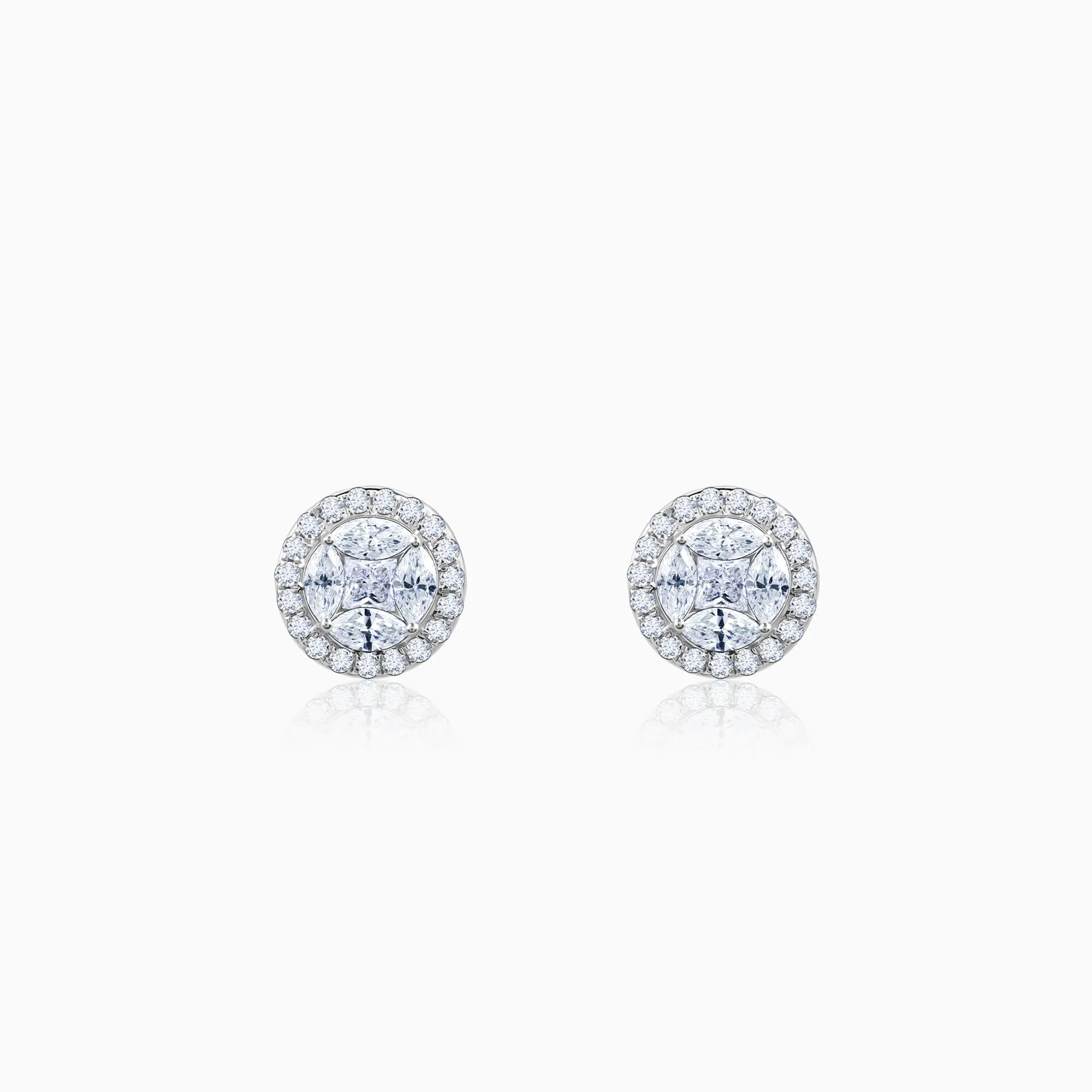 White Gold Circle of Life Diamond Earrings Giva