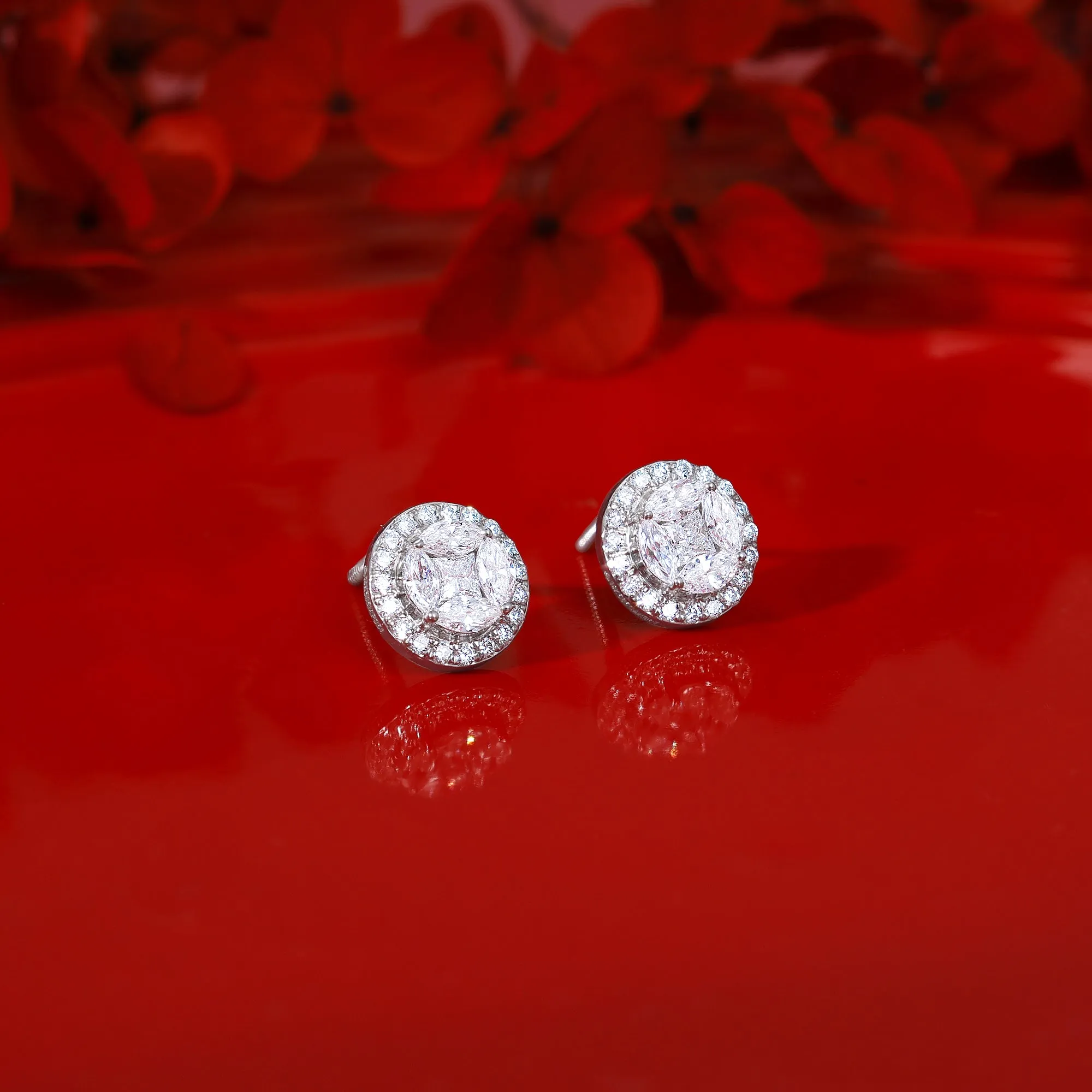 White Gold Circle of Life Diamond Earrings Giva
