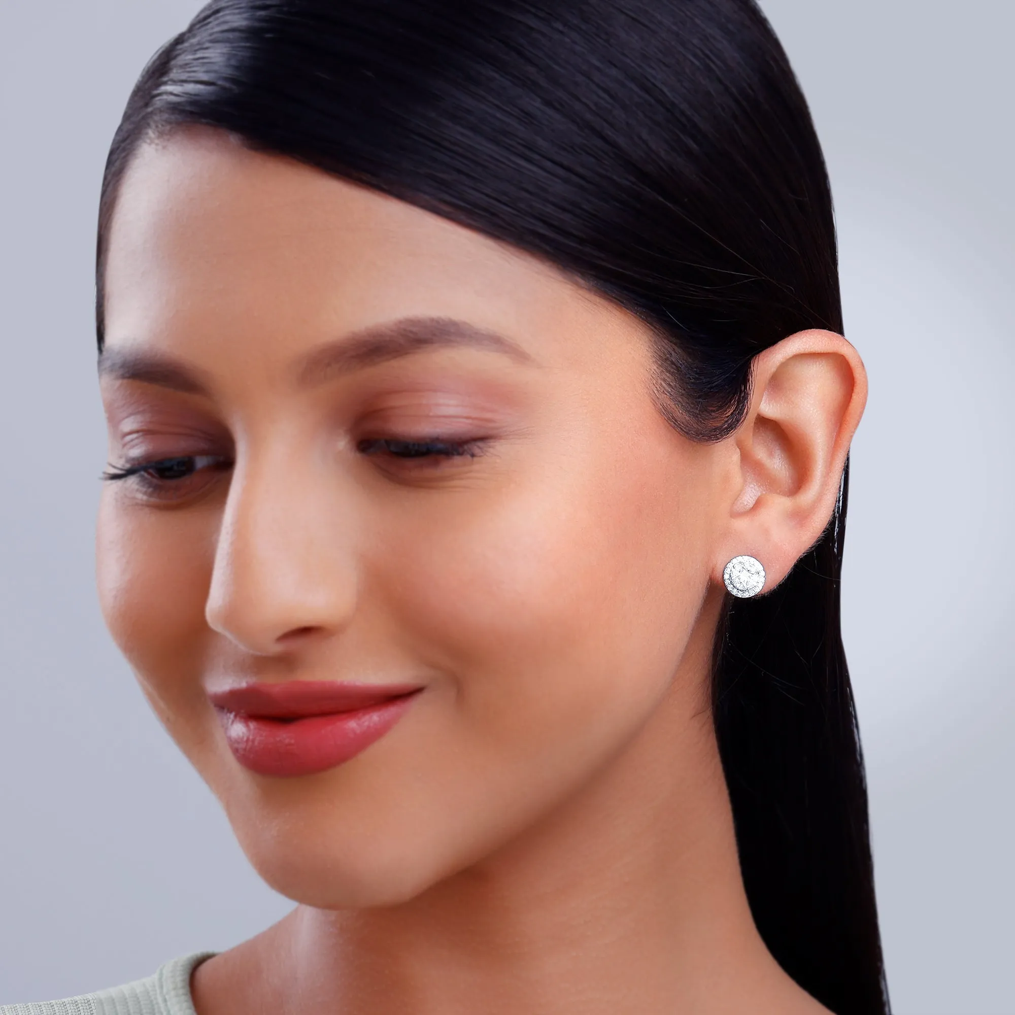 White Gold Circle of Life Diamond Earrings Giva